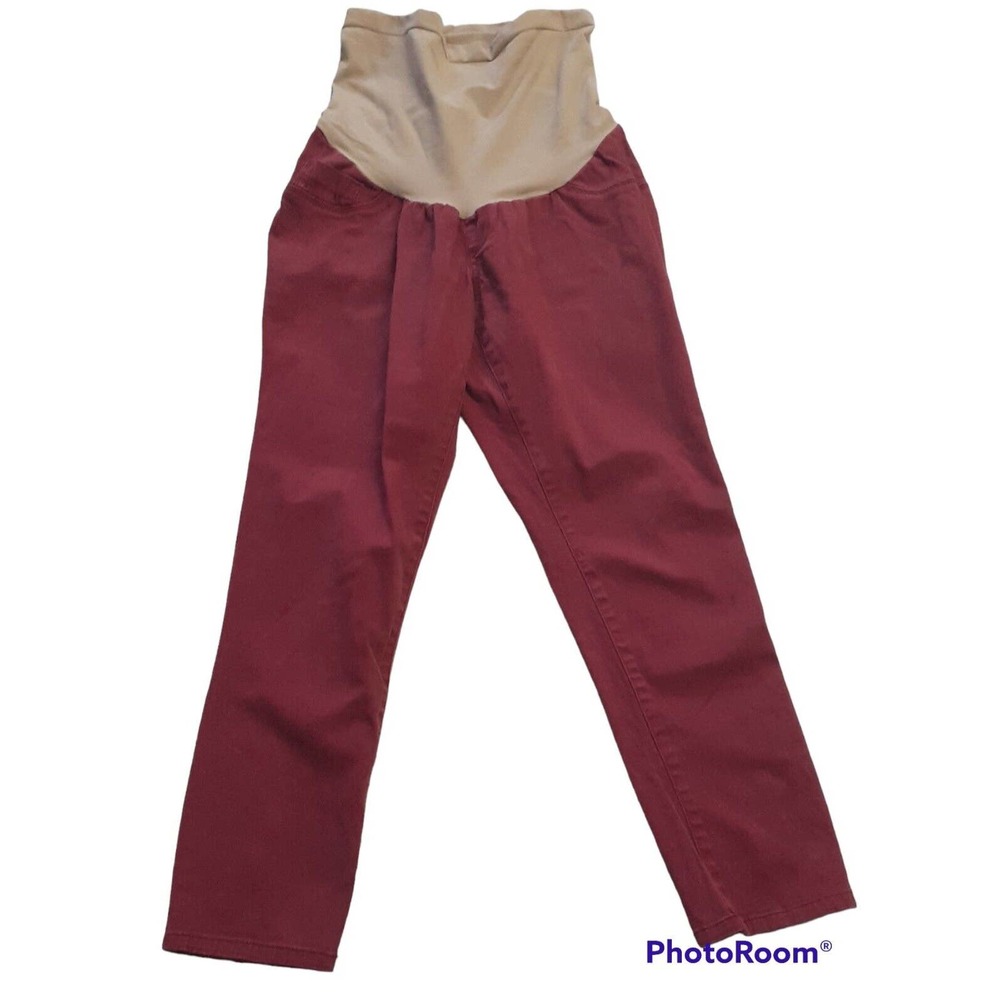 Vintage Motherhood Maternity Secret Belly Pants Size Small Petite Light Wash Red
